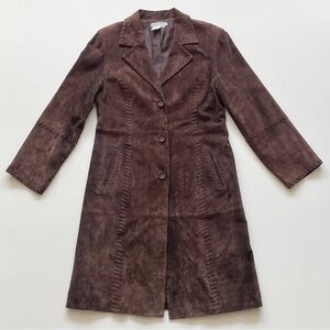 Nancy Bolen Dark Brown Suede Trench Coat